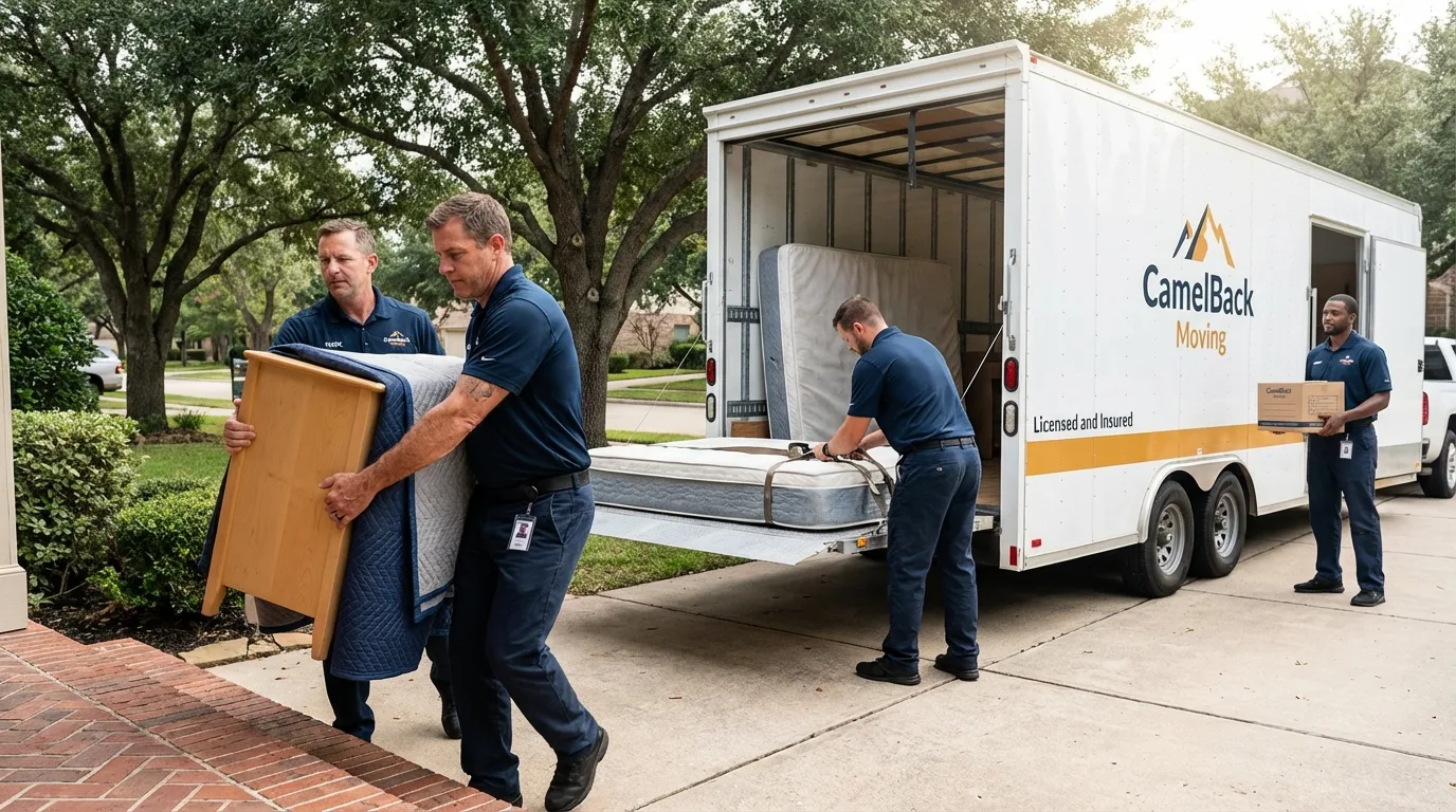 Crew loading residential truck for cross-state move from Point Marion, PA