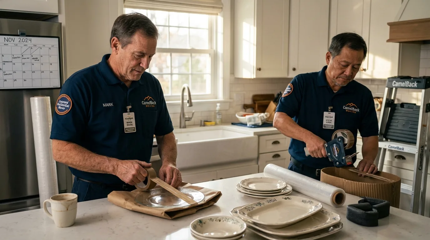 Professional crew packing kitchen dishware in Point Marion, PA